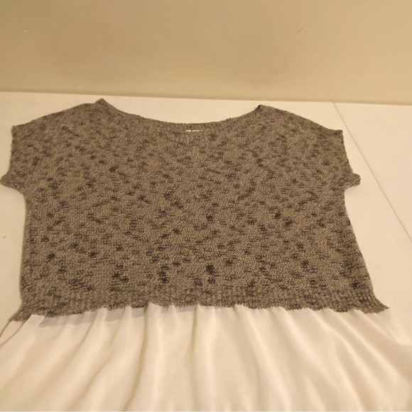 Anthropologie Moth Size XS Brown White Cap Sleeve Sweater Blouse Blouse - Picture 10 of 12